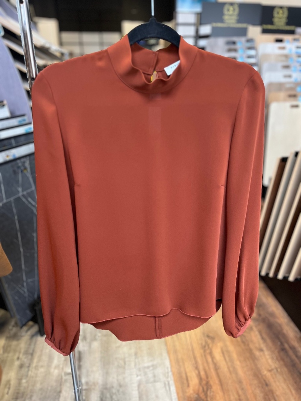 aritzia babaton long sleeve blouse rust small